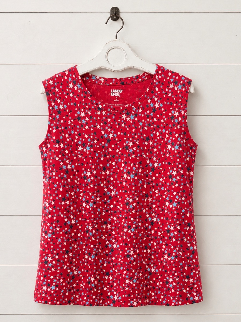 Lands' End Red Star-Print Tank Top